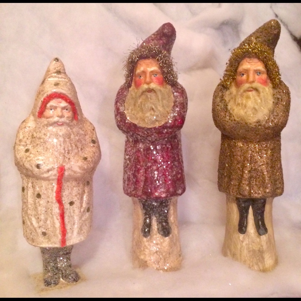 3 Belsnickle Primitives by Kathy SantaClaus statue